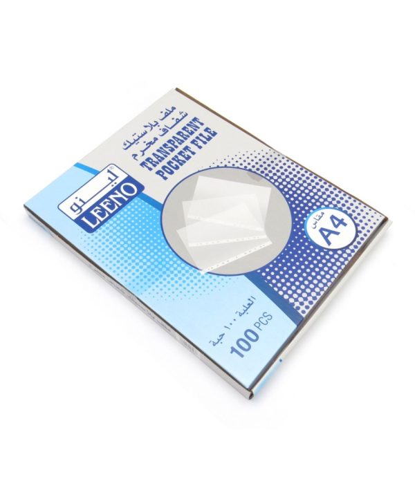 ملف بلاستيك شفاف مخرم 100حبة 4A لينو -0615-LE